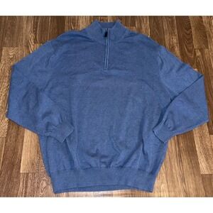 Jos A Bank Signature Collection Blue 100% Pima Cotton Quarter Zip Sweater XL